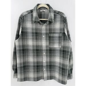 Madewell Mens Devoe Knit Shirt Green Ivory Plaid Medium NWOT